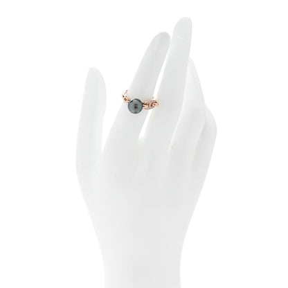Hermes 18K Rose Gold Diamond Tahitian Pearl Albertine Ring 50 5.25 2 of 6