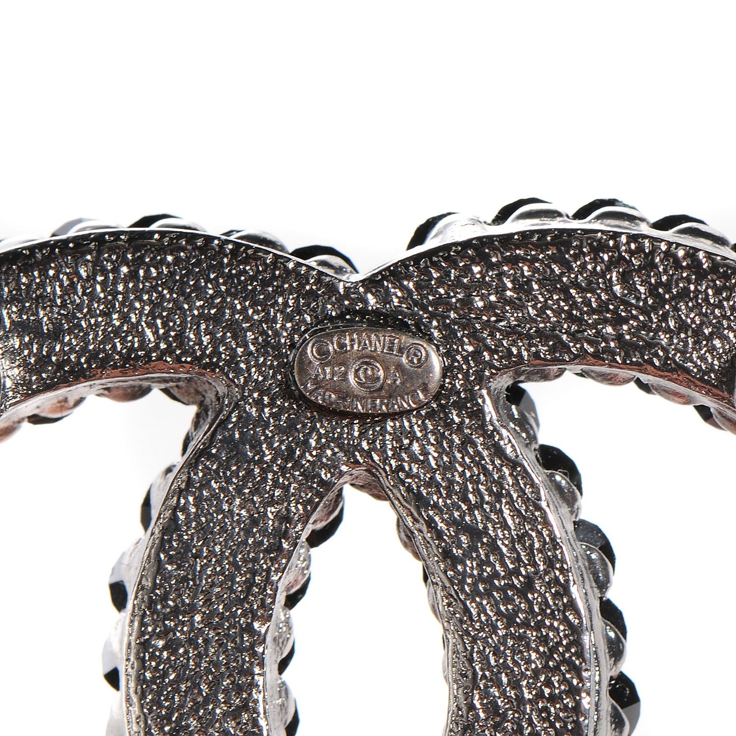 Crystal Spikes CC Brooch Black