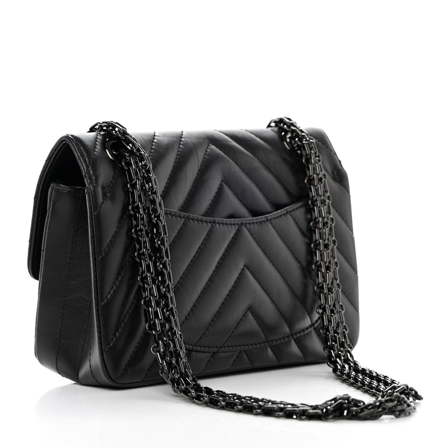 Chanel Aged Calfskin Chevron Quilted 2.55 Reissue Mini Flap So Black 3 of 12