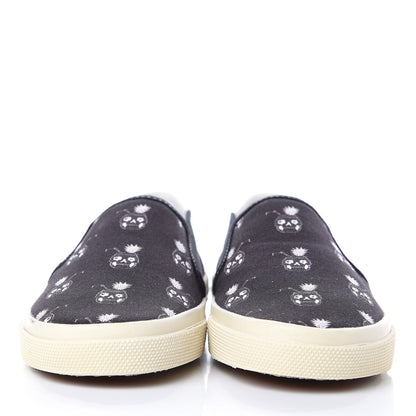 Saint Laurent Canvas Solaris Pinaskullada Skate Slip On Sneakers 38 Black White 2 of 11