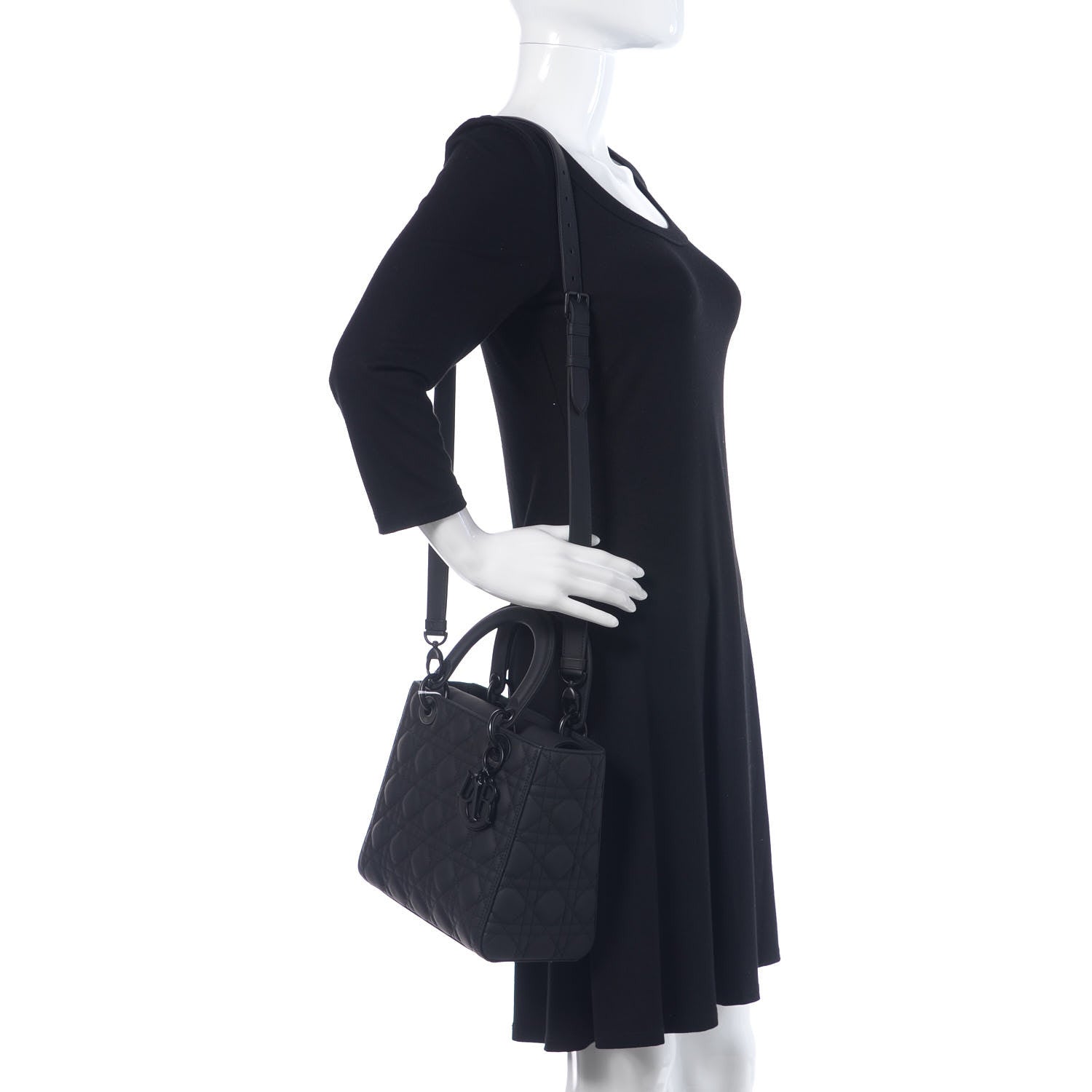 Christian Dior Ultra Matte Calfskin Cannage Medium Lady Dior Black 2 of 9