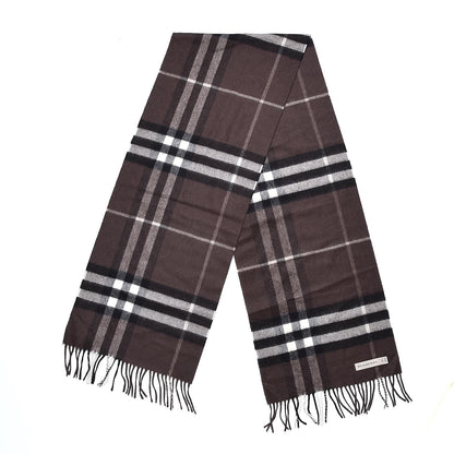 Burberry Cashmere Giant Check Fringe Scarf Bitter Chocolate 3 of 5
