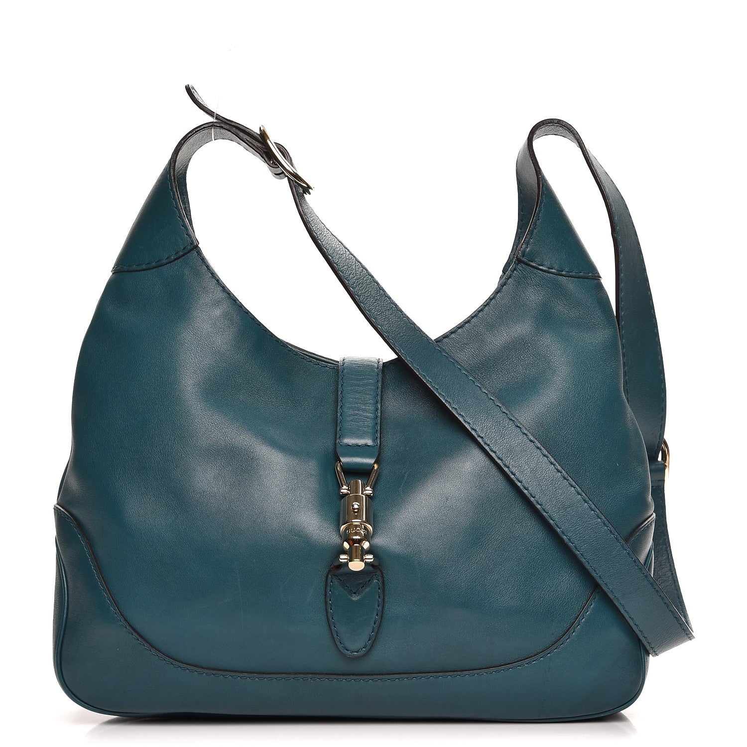 Gucci Calfskin Medium New Jackie Shoulder Bag Teal 1 of 12