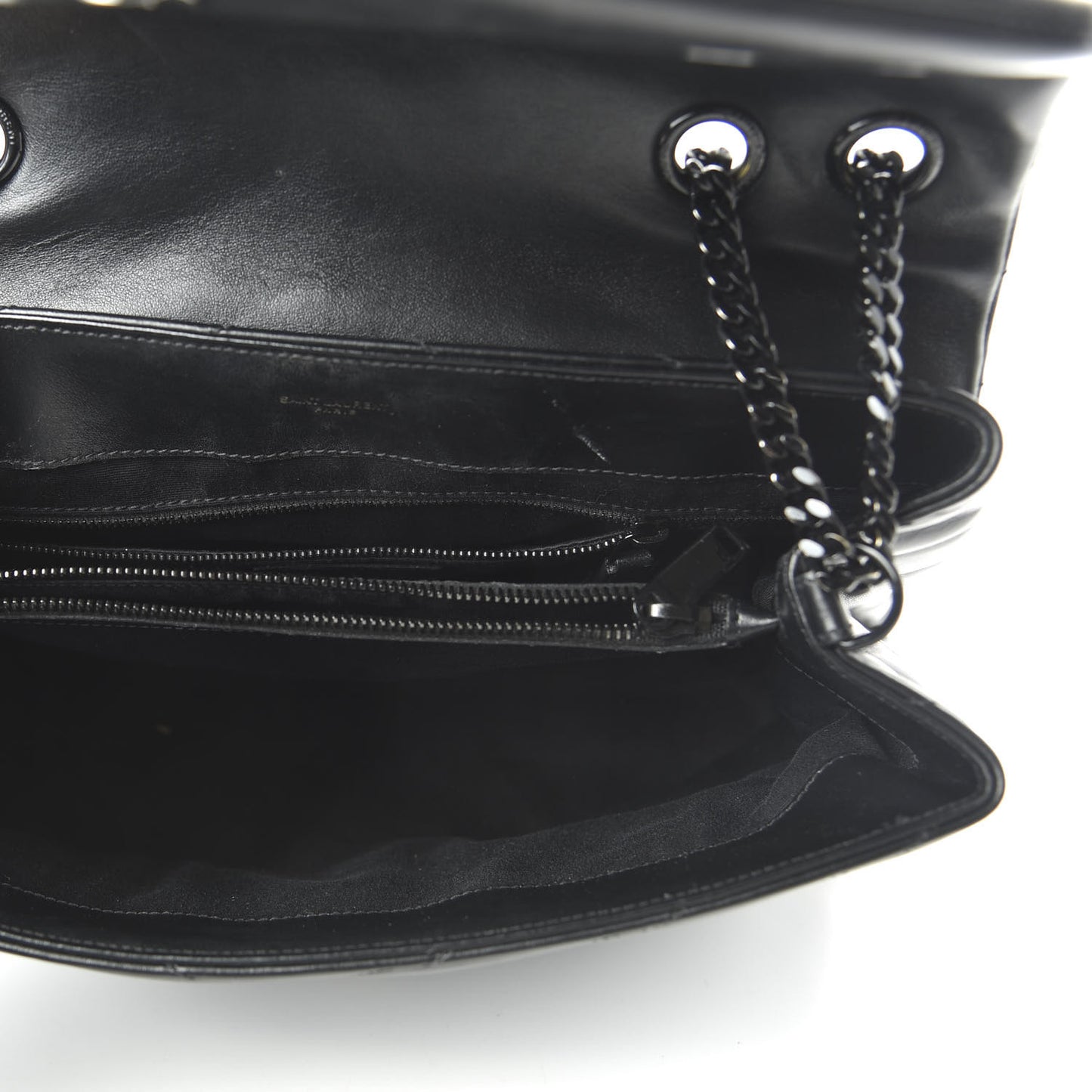 Calfskin Y Quilted Monogram Medium Loulou Chain Satchel Black