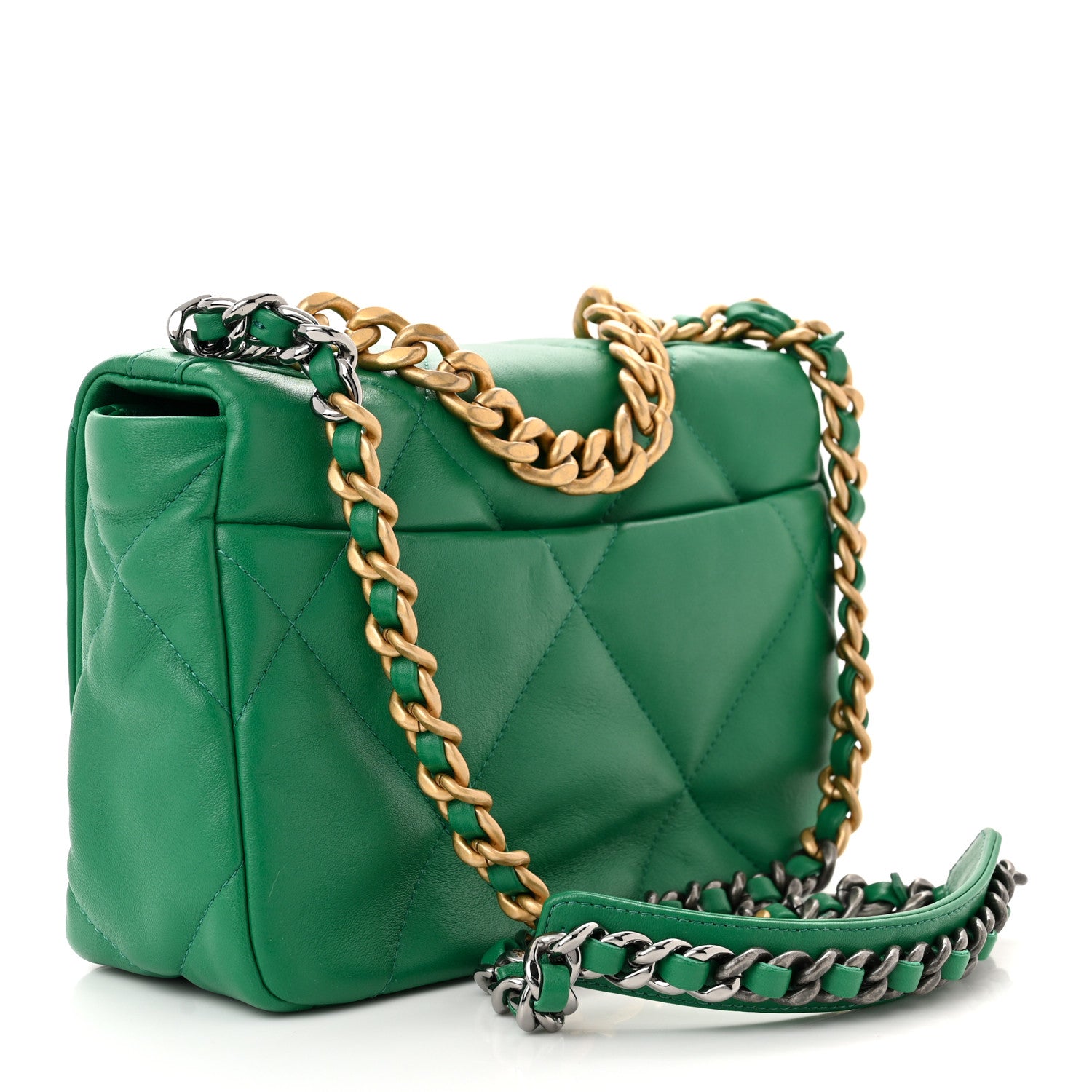 Chanel Lambskin Quilted Medium Chanel 19 Flap Green 3 of 11