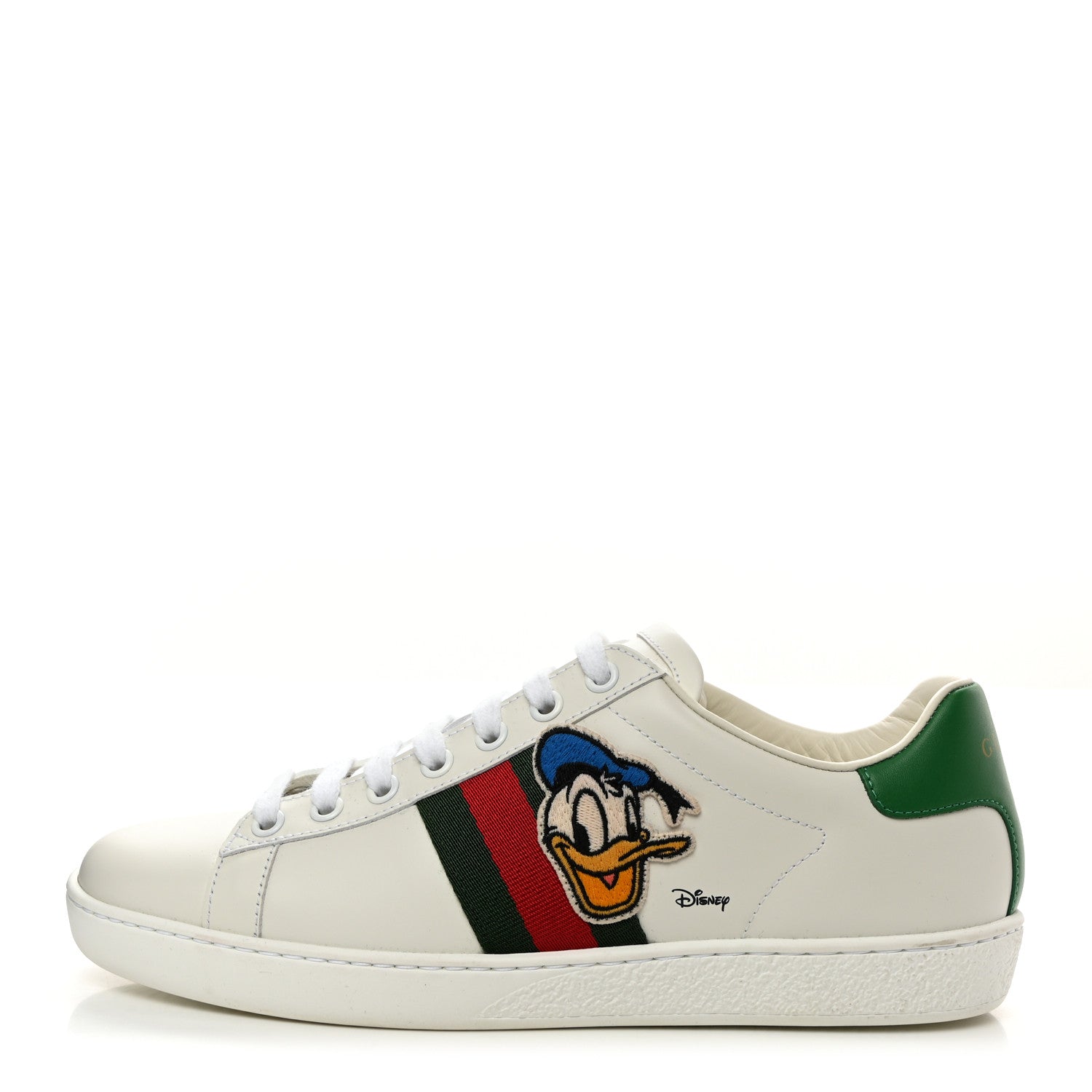 Gucci X DISNEY Calfskin Miro Soft Web Donald Duck Womens Ace Sneakers 36.5 White New Shamarock 1 of 9