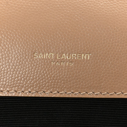 Saint Laurent Grain De Poudre Mixed Matelasse Large Triquilt Monogram Satchel Dark Beige 6 of 10