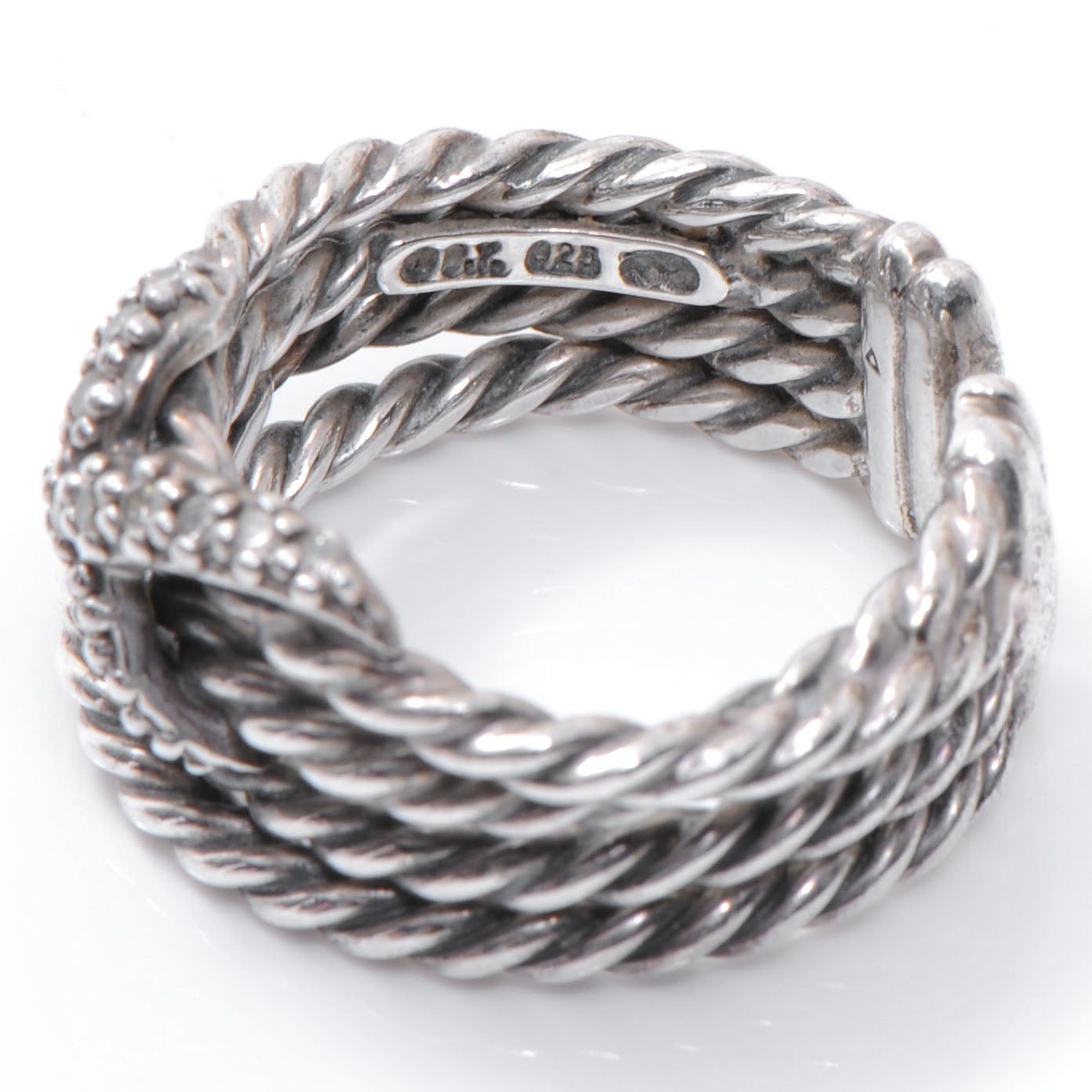 David Yurman Sterling Silver Diamond X Crossover Ring 6.5 5 of 5