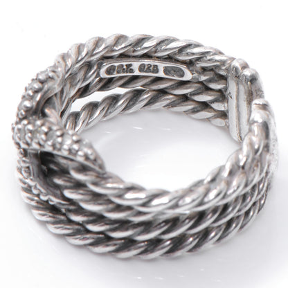 David Yurman Sterling Silver Diamond X Crossover Ring 6.5 5 of 5