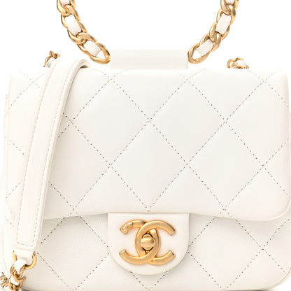 Chanel Lambskin Quilted Small In The Loop Handle Flap Bag White 8 of 11