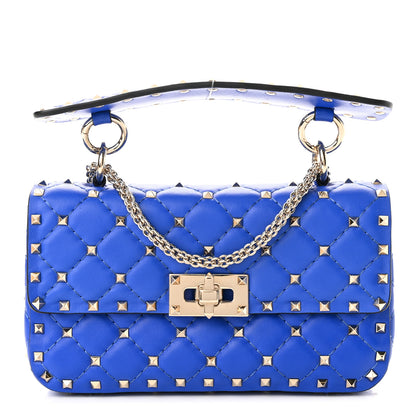 Valentino Garavani Nappa Small Rockstud Spike Shoulder Bag Acid Blue 1 of 9