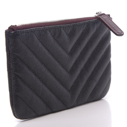 Chanel Caviar Chevron Quilted Small Cosmetic Case Black 3 of 8