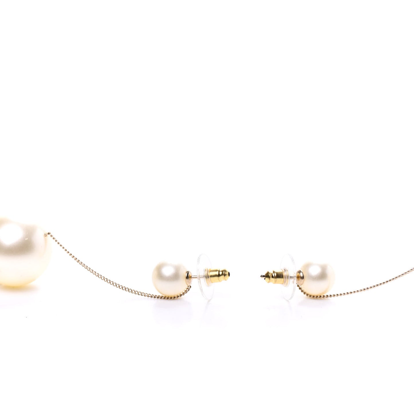 Pearl CC Chain Drop Earrings Gold
