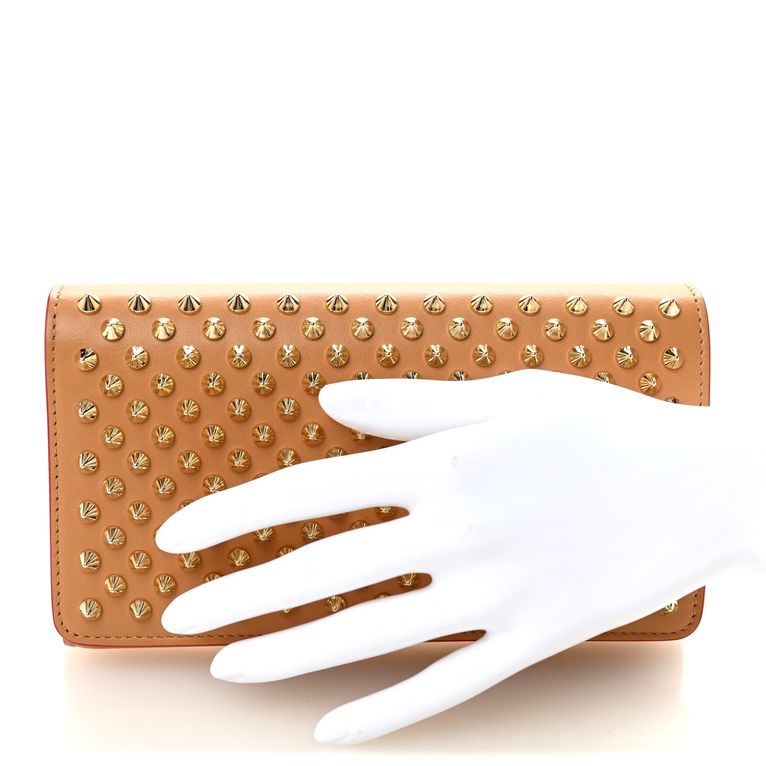 Christian Louboutin Calfskin Macaron Spiked Flap Wallet Cannelle 2 of 7