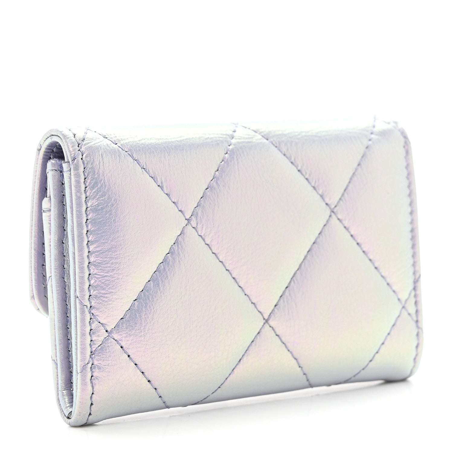 Chanel Iridescent Calfskin Quilted Chanel 19 Flap Card Holder Light Purple 3 of 9