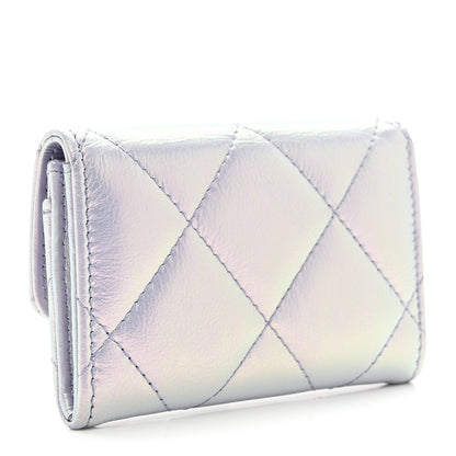 Chanel Iridescent Calfskin Quilted Chanel 19 Flap Card Holder Light Purple 3 of 9