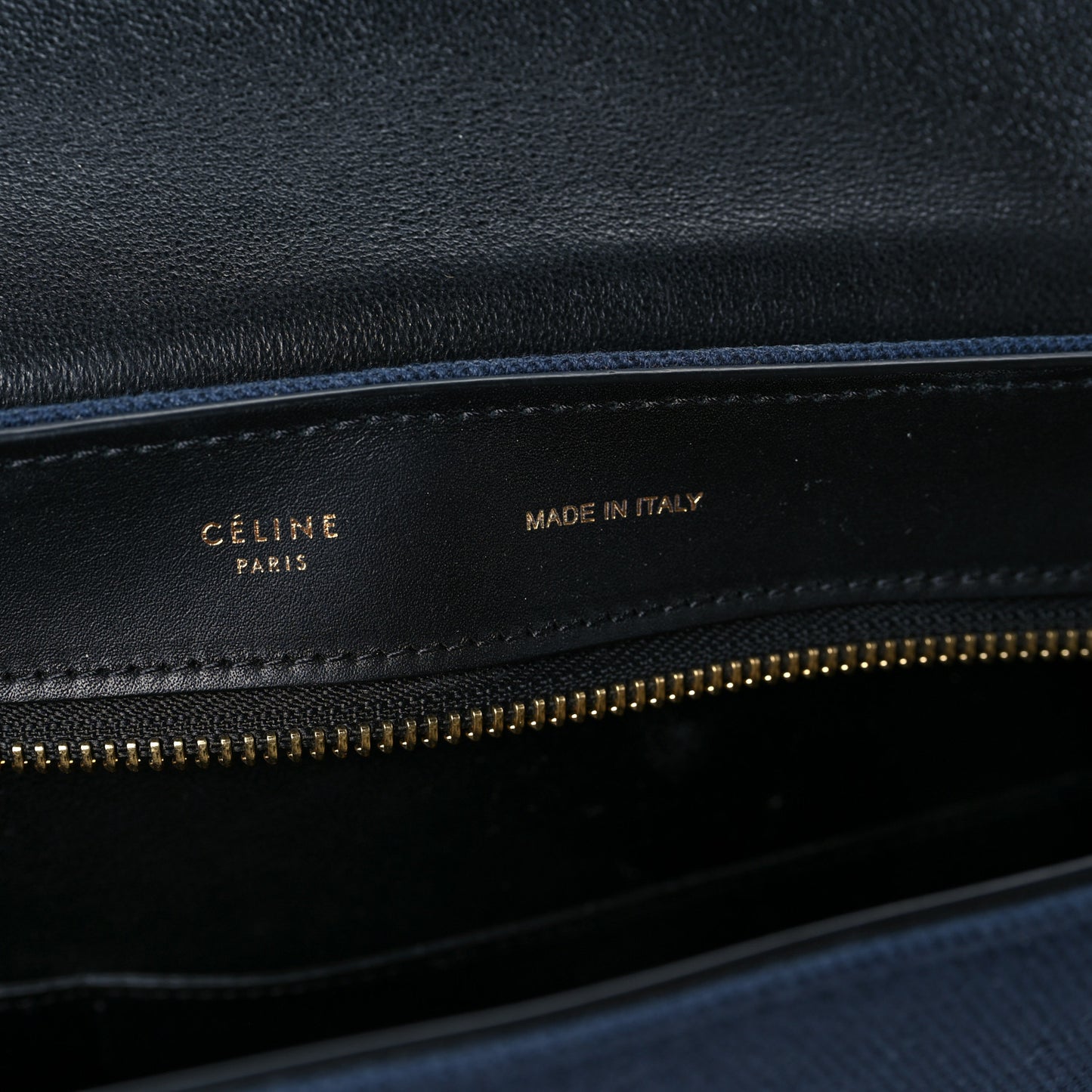 Smooth Calfskin Fabric Medium Tri-Color Trapeze Black Blue Tan