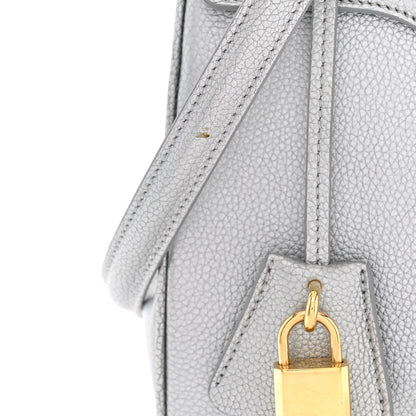 Celine Laminated Grained Calfskin 16 Top Handle Bag Silver 12 of 12