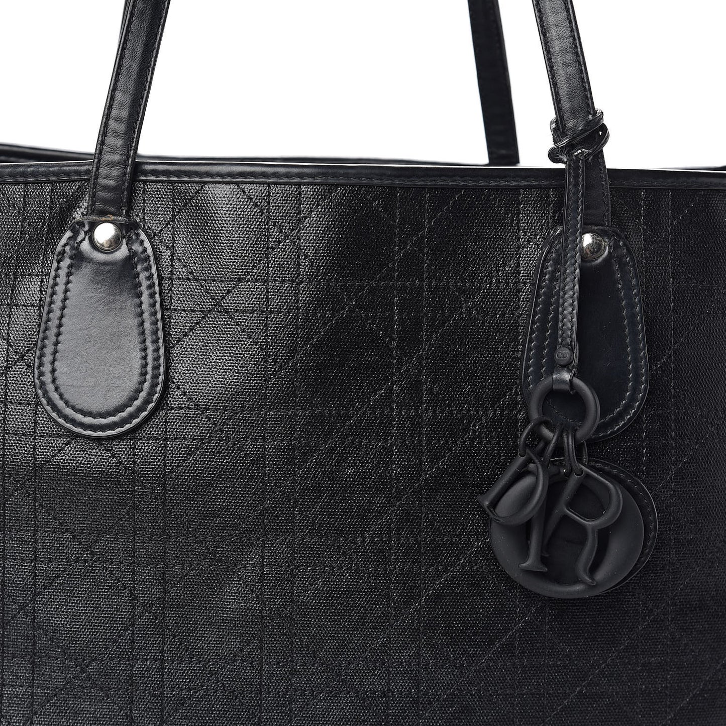 Coated Canvas Cannage Large Panarea Shopping Tote Black