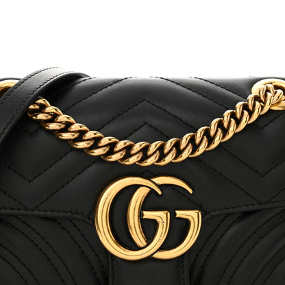 Gucci Calfskin Matelasse Mini GG Marmont Shoulder Bag Black 8 of 10