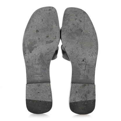 Hermes Box Calfskin Oran Sandals 39 Black 6 of 10