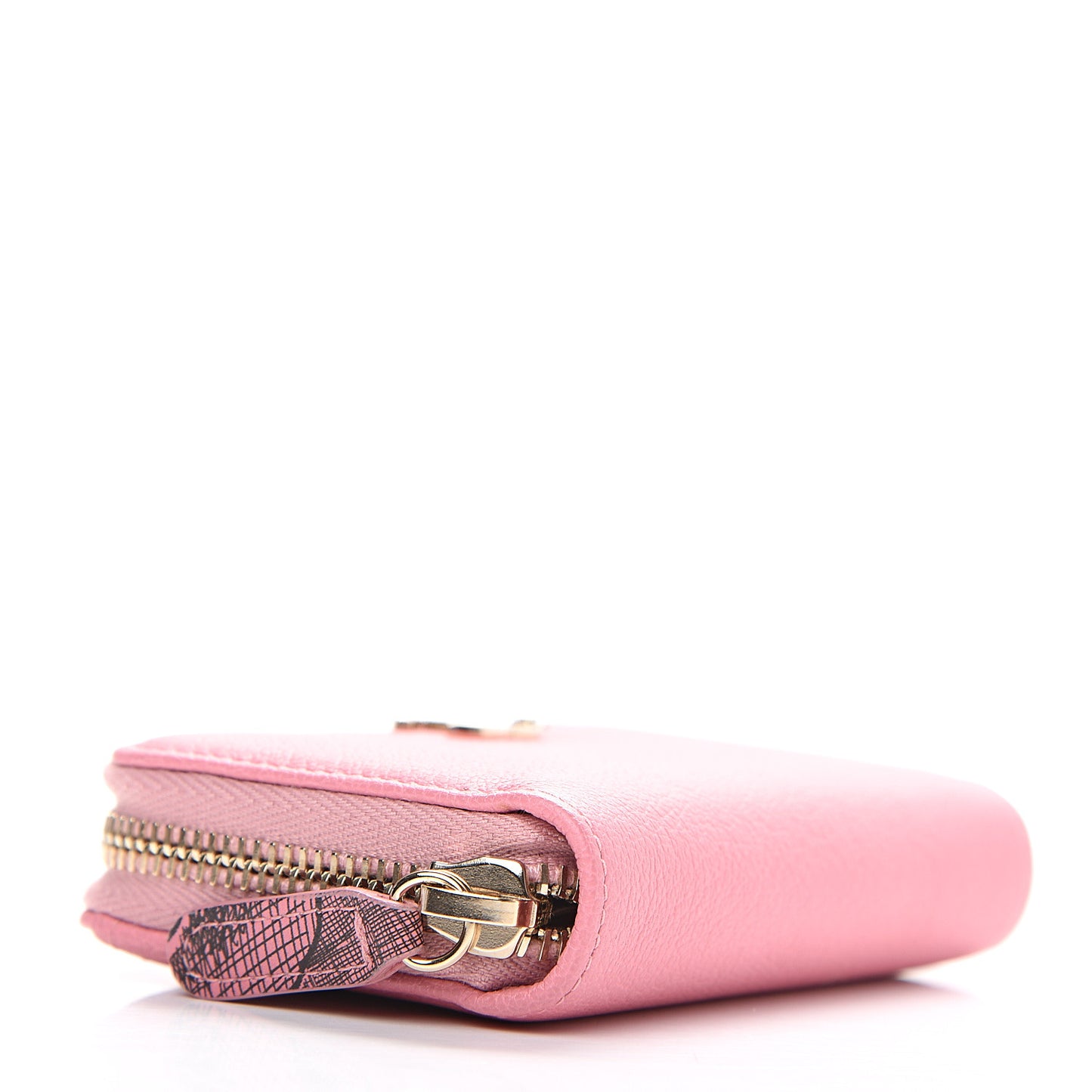 Goatskin Camellia Zip Coin Purse Pink