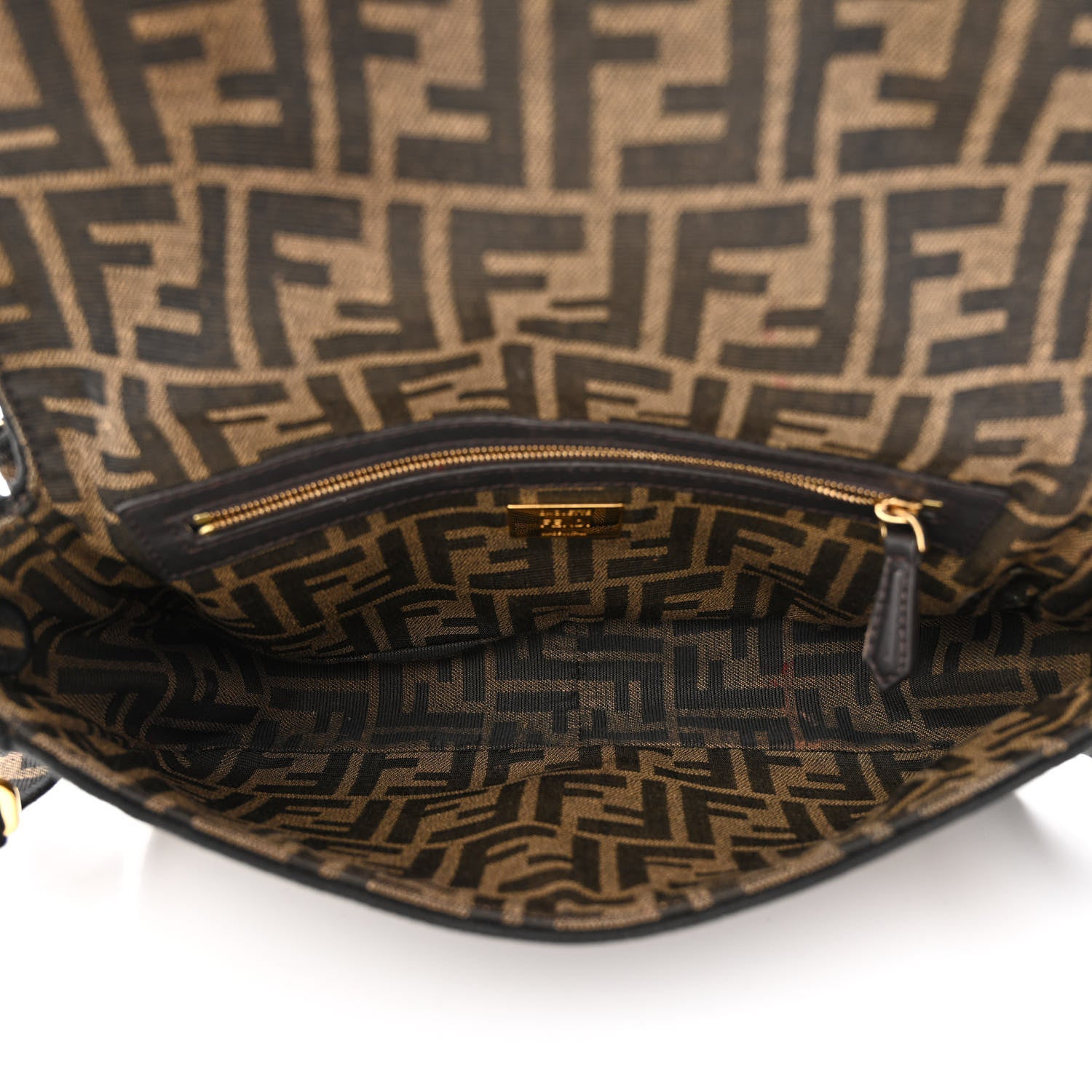 Fendi Fabric Jacquard FF 1974 Medium Baguette Tobacco Moro Black 5 of 15