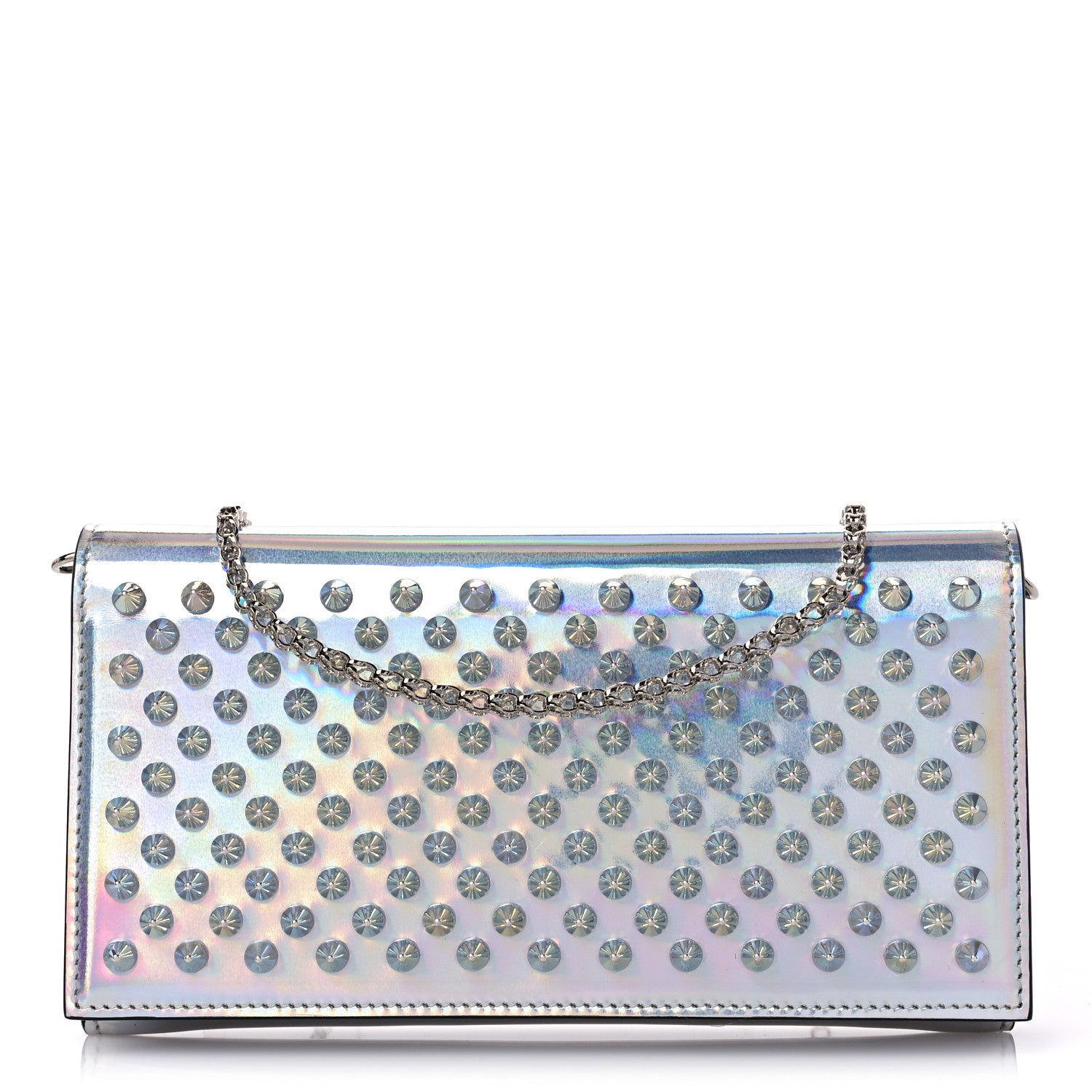 Christian Louboutin Metallic Calfskin Spikes Paloma Clutch Silver 1 of 13