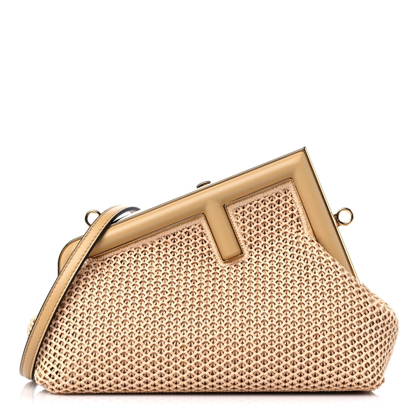 Raffia Nappa Macrame Small Fendi First Natural Sahara
