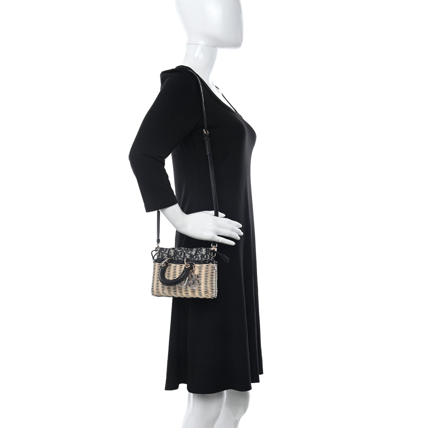 Christian Dior Wicker Oblique Micro Lady D-Joy Bag Natural Black 2 of 10