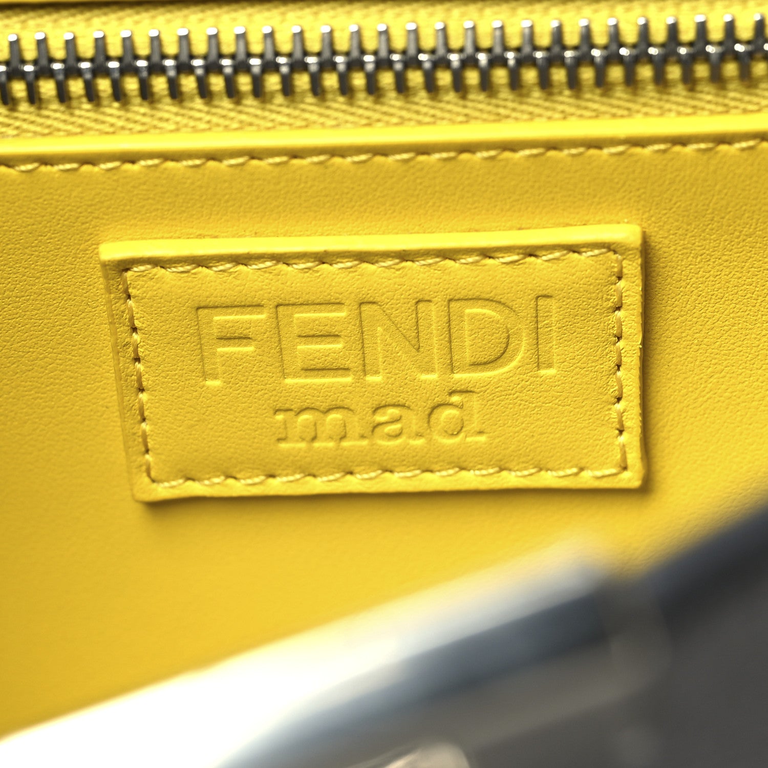 Fendi X MA YANSONG Cuoio Romano Aluminum Bi-Color Mini Peekaboo I SEE U Satchel Grey Yellow 7 of 12