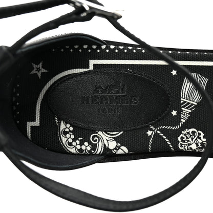 Hermes Calfskin Santorini Sandals 38 Black 8 of 10