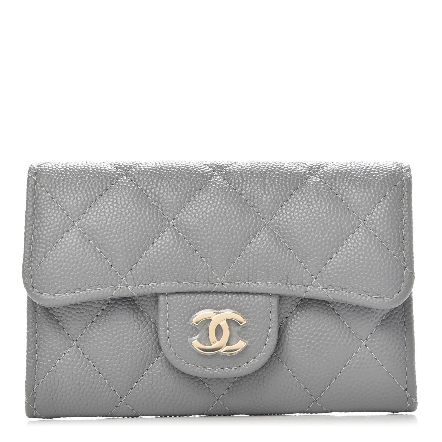 Chanel Caviar Quilted Flap Card Holder Wallet Dark Grey 2 of 18