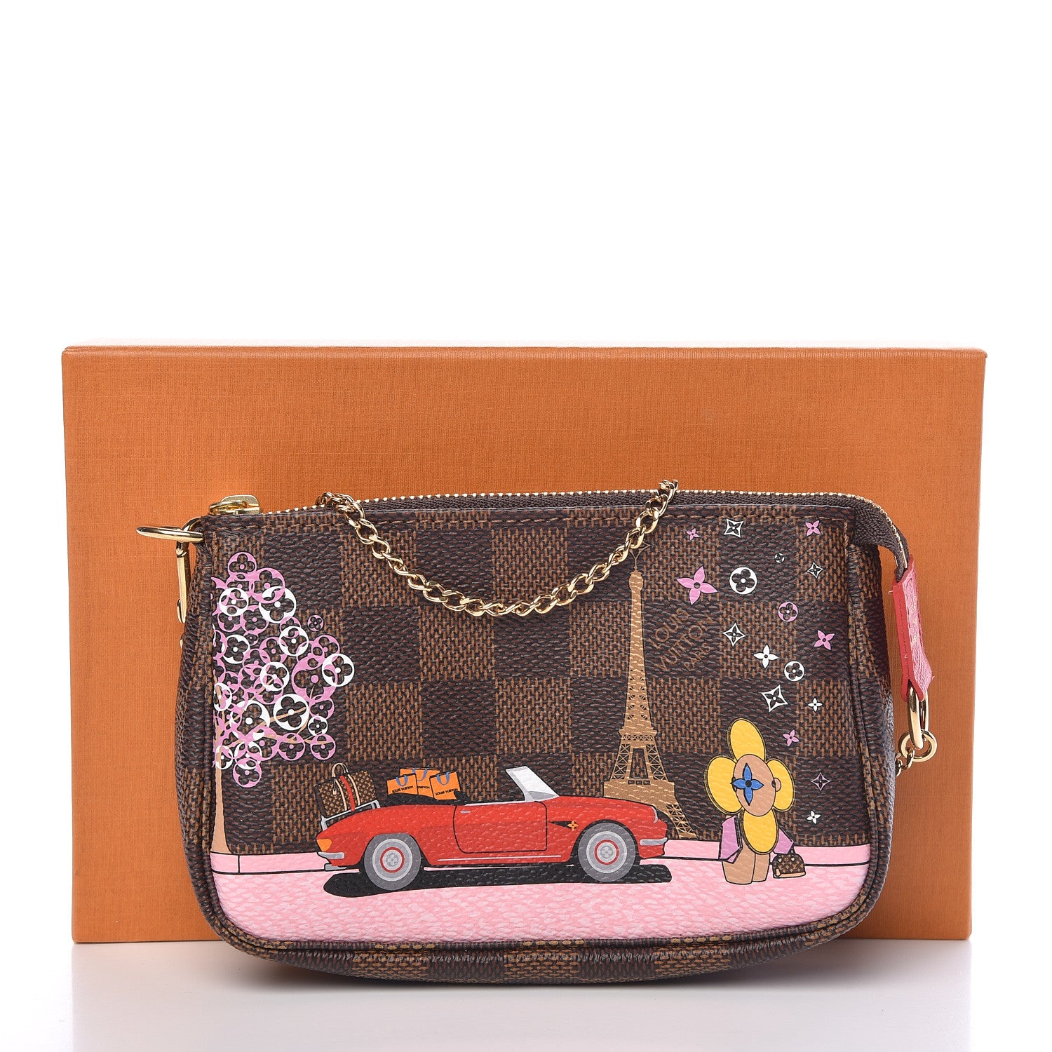Louis Vuitton Damier Ebene 2019 Christmas Animation Mini Pochette Accessories Red 8 of 8