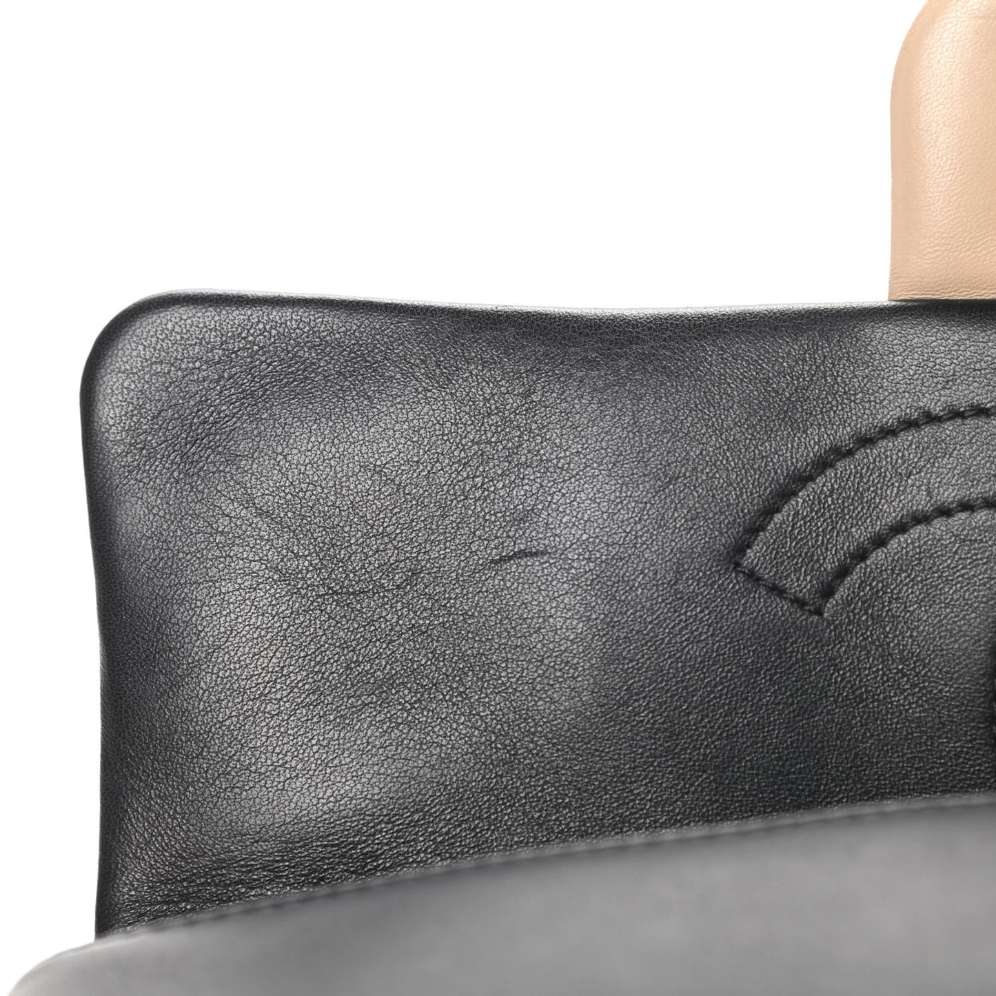 Calfskin Quilted Medium Graphic Flap Beige Black
