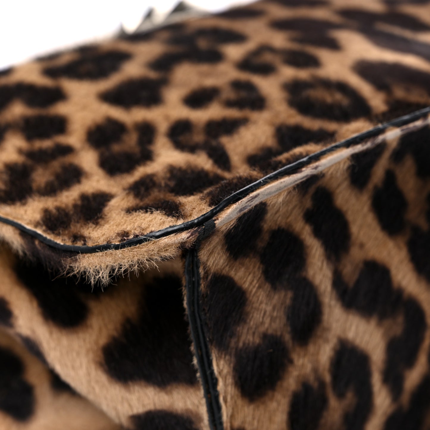 Calf Hair Leopard Print Large Glam Lock Rockstud Flap