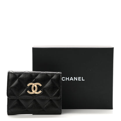 Chanel Shiny Caviar Quilted Studded CC Flap Card Holder Black 9 of 9