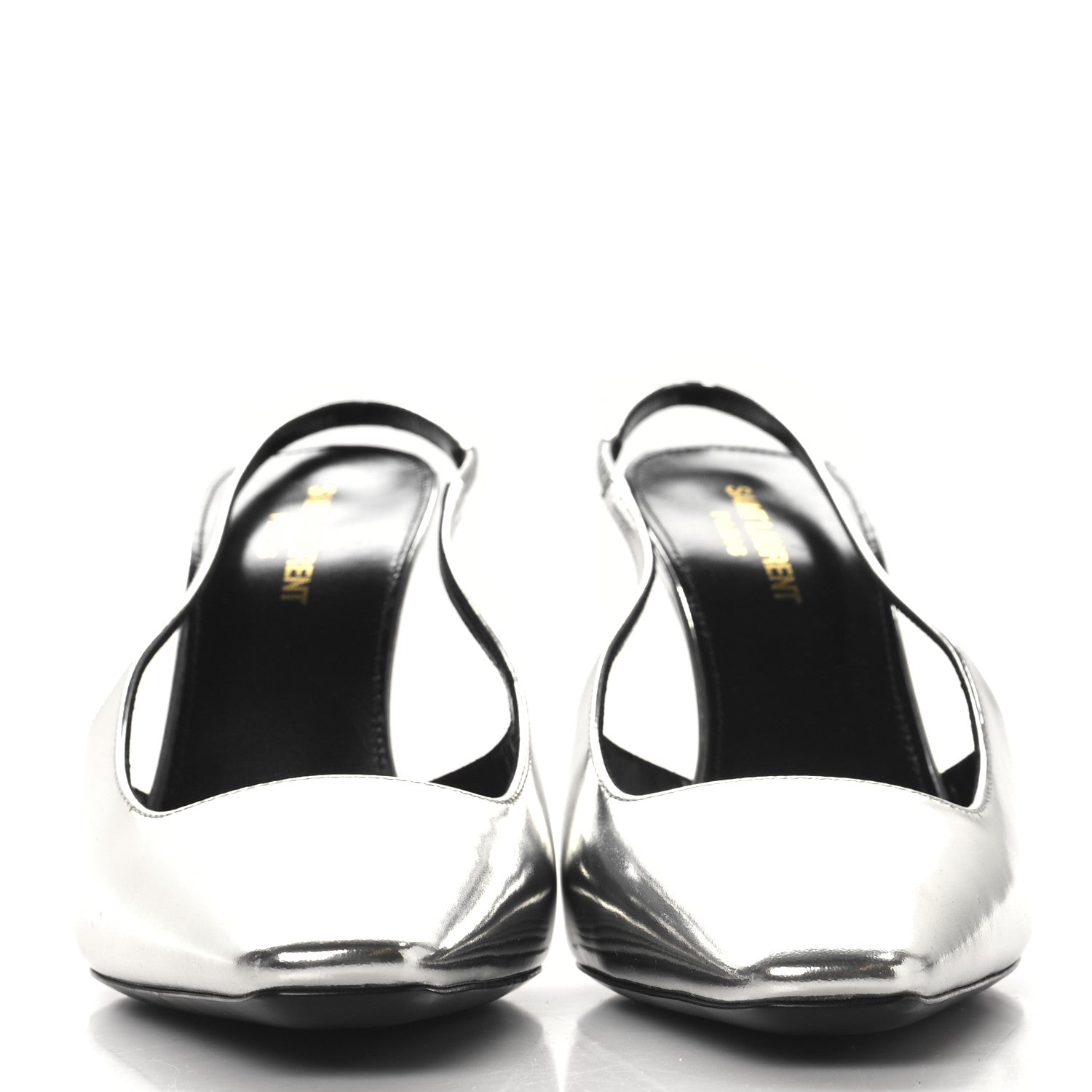 Saint Laurent Patent Tom 90 Dream Slingback Pumps 38.5 Argento 3 of 10