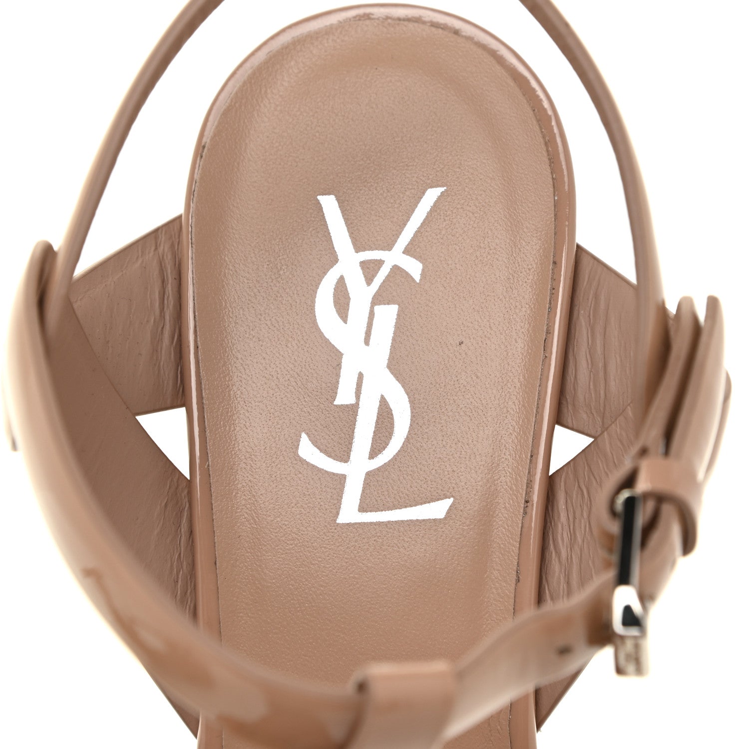 Saint Laurent Patent Tribute 75 Platform Sandals 40.5 Soft Nude 9 of 12