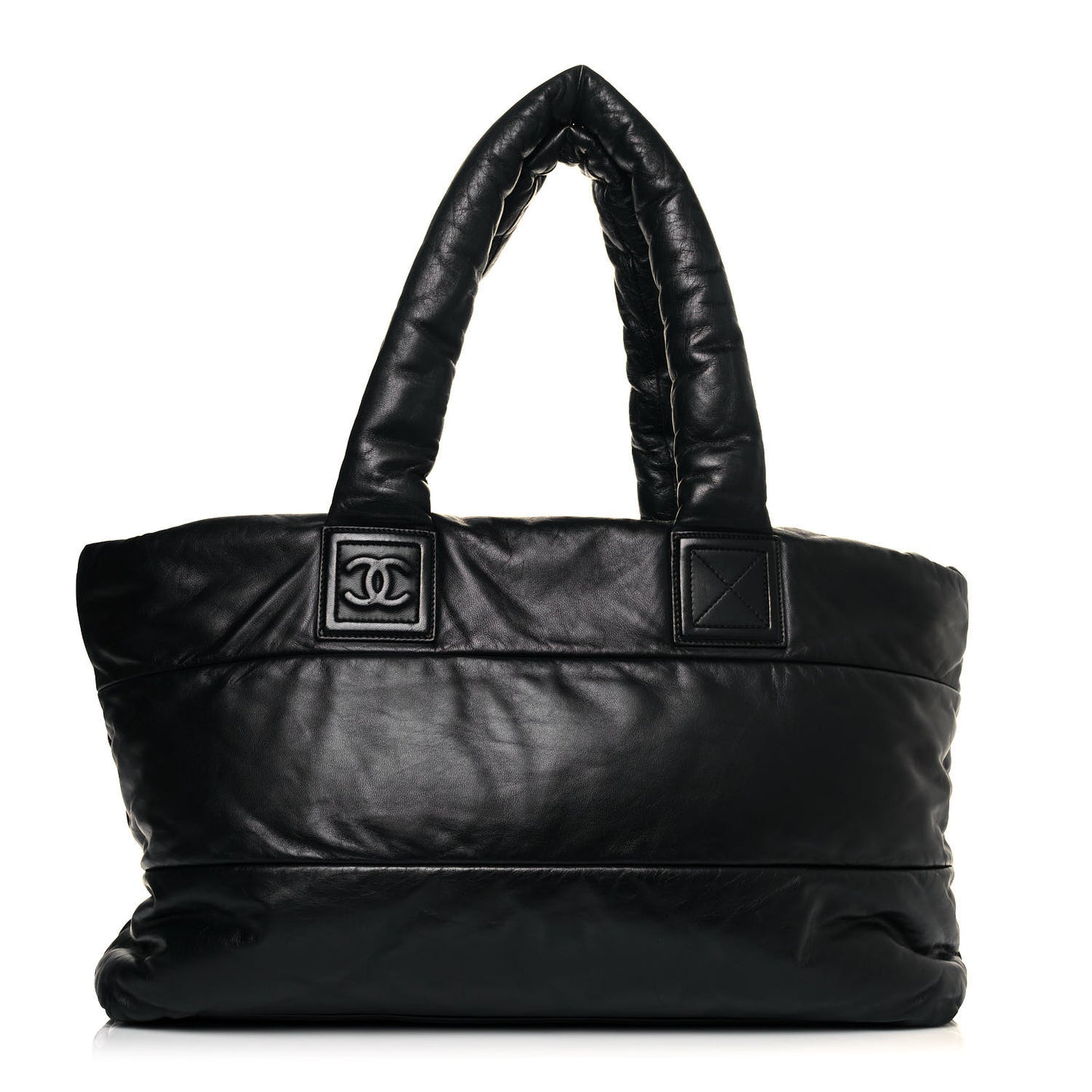 Lambskin Quilted Extra Large Coco Cocoon Reversible Tote Black