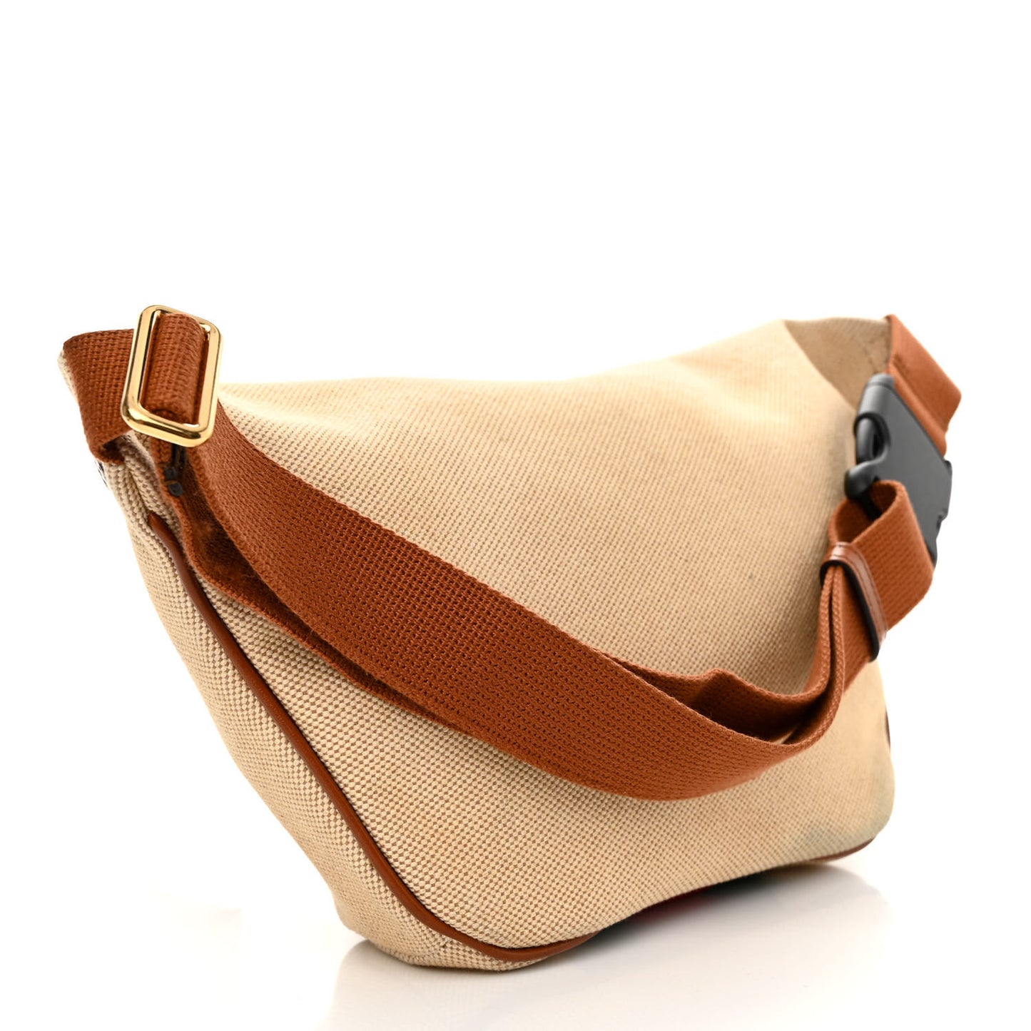 Vintage Canvas Web Belt Bag Sand Cuir