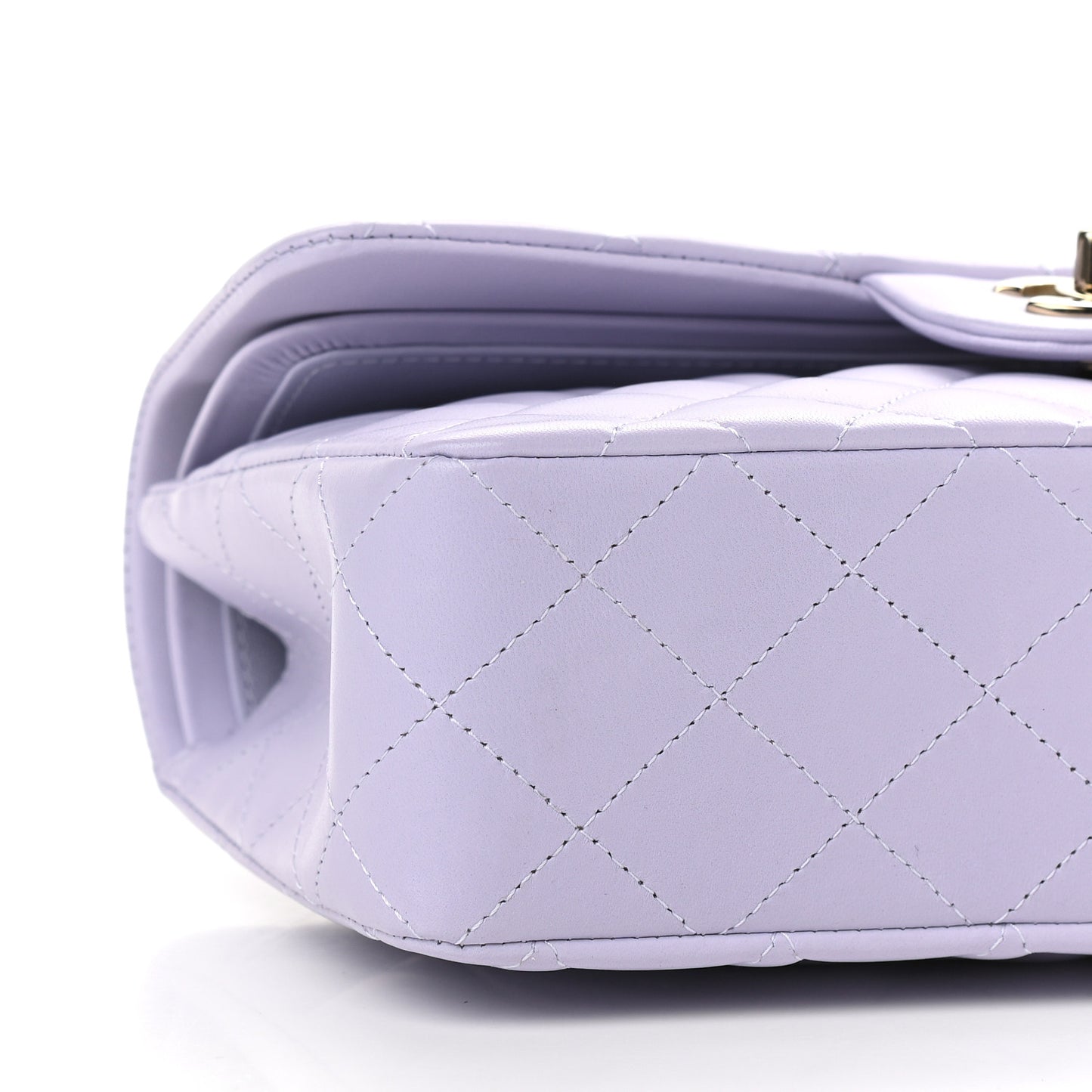 Lambskin Quilted Small Double Flap Light Purple