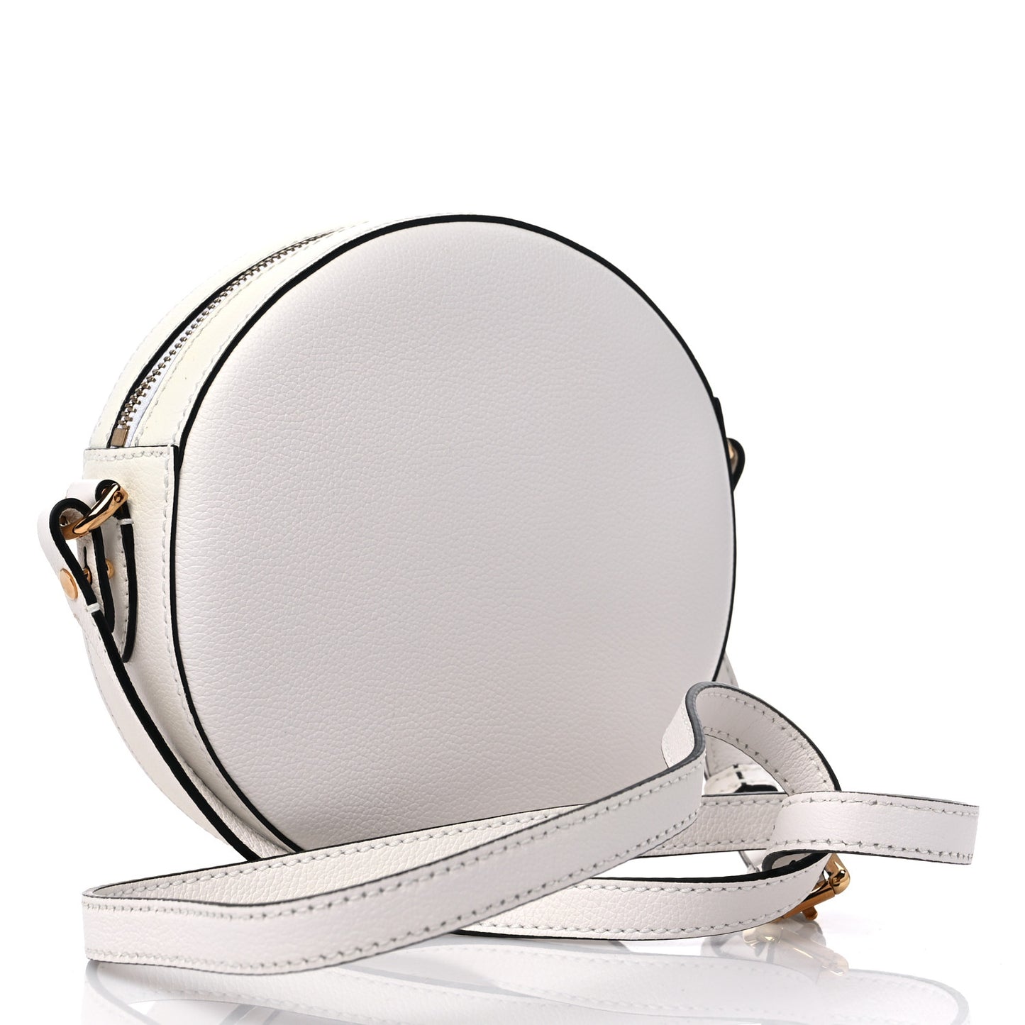 Calfskin Mini La Medusa Chain Round Crossbody Bag White