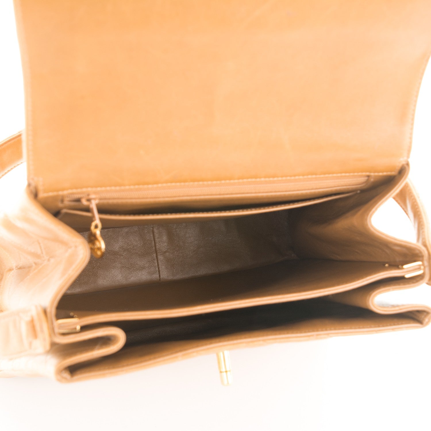 Chanel Lambskin Quilted Shoulder Bag Beige 6 of 10