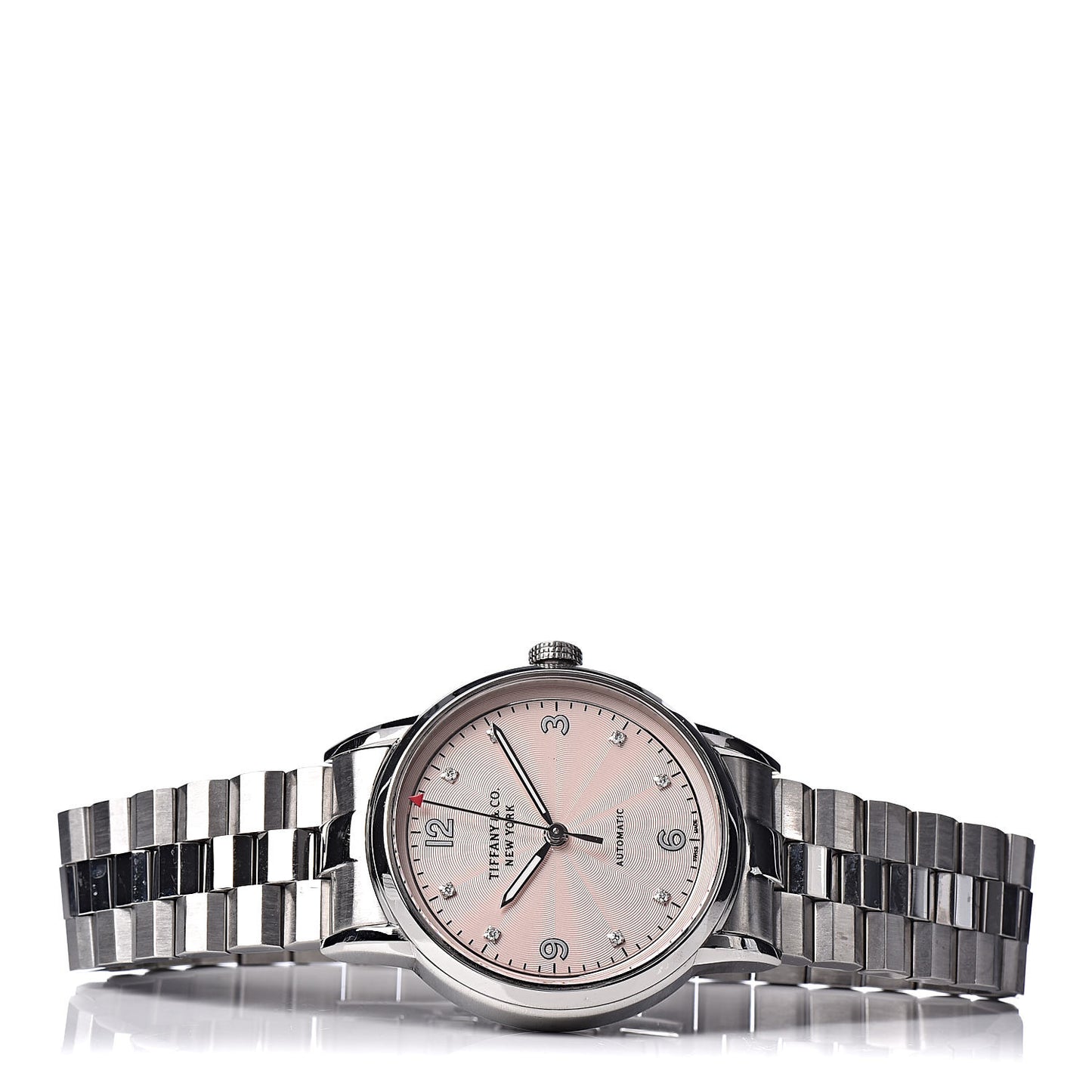 Stainless Steel Diamond 34mm CT60 3-Hand Automatic Watch Pink