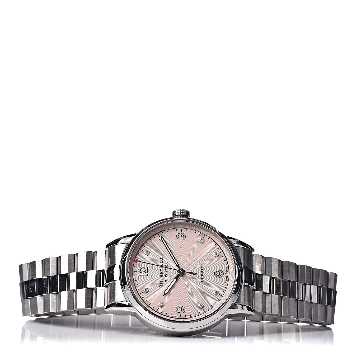 Tiffany Stainless Steel Diamond 34mm CT60 3-Hand Automatic Watch Pink 3 of 6