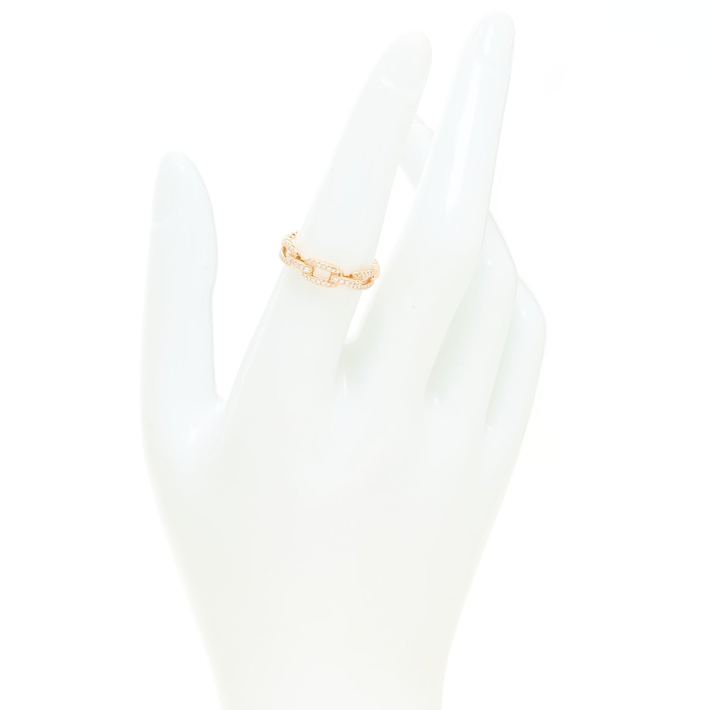 18K Rose Gold Diamond 4.5mm Stax Single Row Chain Link Ring 51 5.75