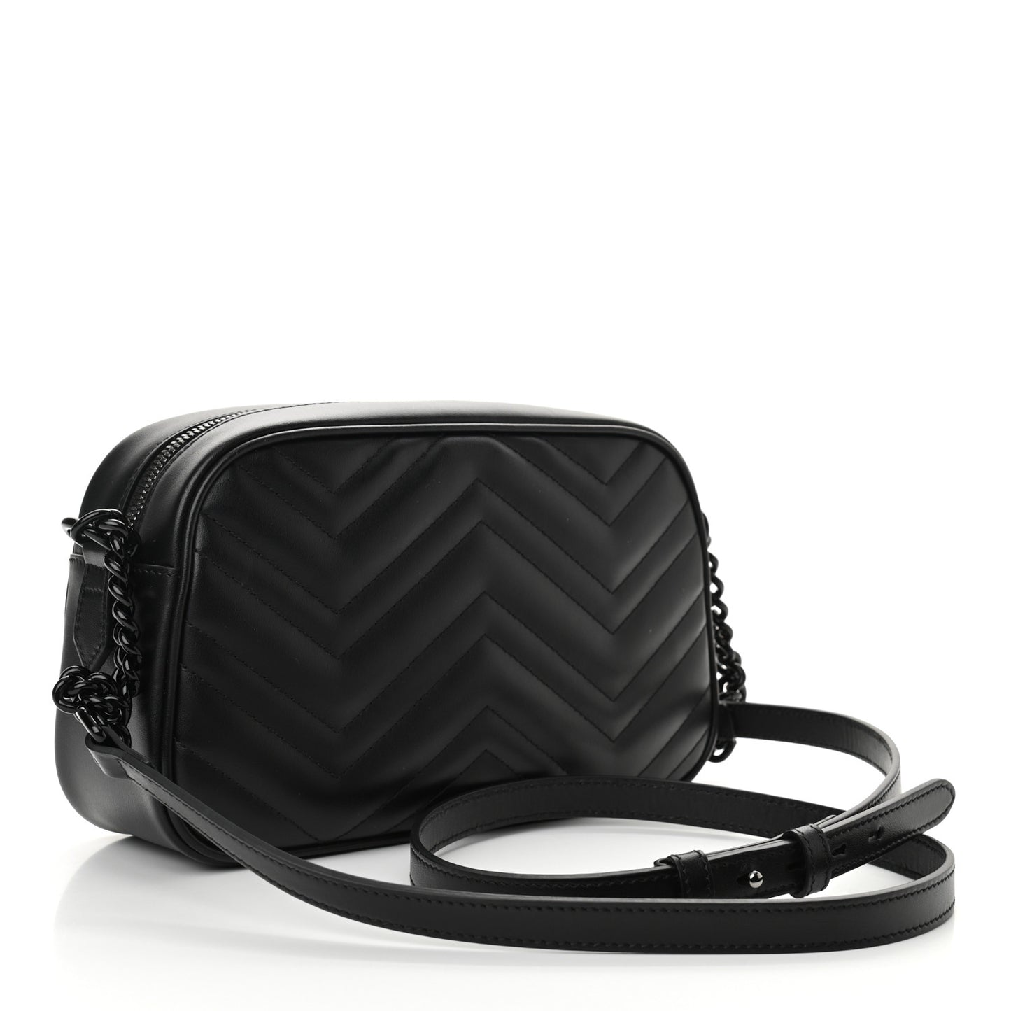 Calfskin Matelasse Monochrome Small GG Marmont Chain Shoulder Bag Black