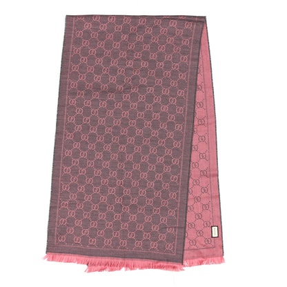 Gucci Wool Jacquard GG Monogram Sten Fringe Scarf Graphite Pink 2 of 4