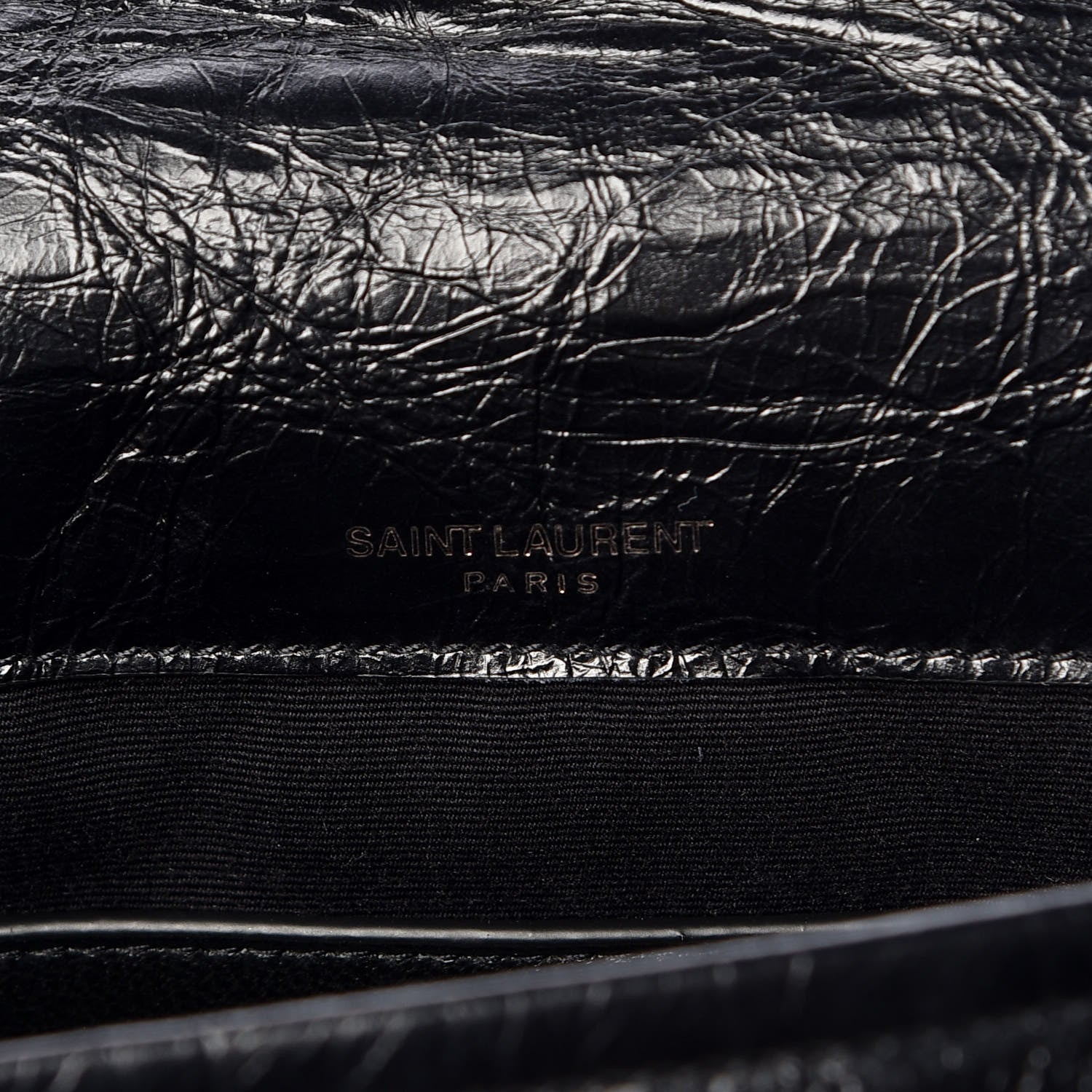 Saint Laurent Crinkled Calfskin Matelasse Monogram Baby Niki Chain Satchel Black 8 of 10